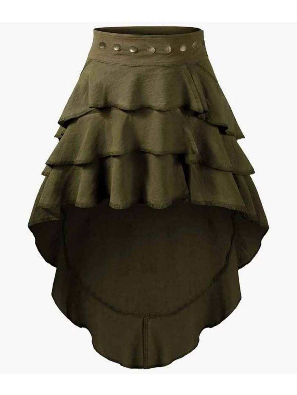 Women S Steampunk Victorian Gothic Costume High-Low Ruffled Skirt Cosplay Green